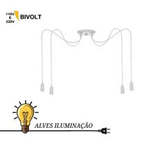 Pendente Luminária Lustre Aranha 4 Lâmpadas com Soquete Vela Liso E-27 Completo Pendente Luminária Lustre Aranha 4 Lâmpadas com Soquete Vela Liso E-27 Completo