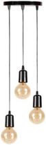 Pendente Luminária Lustre Base Tripla Fio Regulável Industrial Aramado Luxo Para Sala Quarto Escritório PRETO FIO PRETO