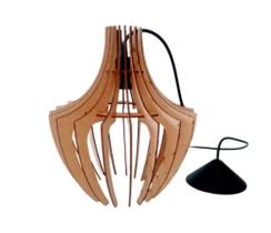 Pendente Luminária Lustre De Teto De Madeira Moderno Com 1 metro de Fio Pendente Luminária Lustre De Teto De Madeira Moderno Com 1 metro de Fio