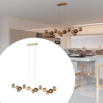 Pendente luminaria Lustre de Teto Jabuticaba Com 13 Globos Vidros Ambar Fume ou Transparente