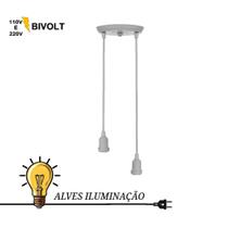 Pendente Luminária Lustre Decorativo Soquete Coluna 2 Lâmpadas E-27 varias medidas Completo