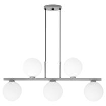 Pendente Luminária Lustre Jabuticaba 5 Globos Vidro Prata