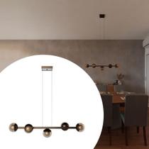 Pendente luminaria Lustres de Teto Jabuticaba aluminio com 5 Globos 10cm Âmbar