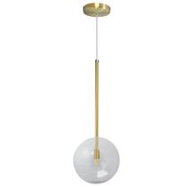 Pendente Luminária Lux Dourado Globo Cristal 20Cm Vidro Led