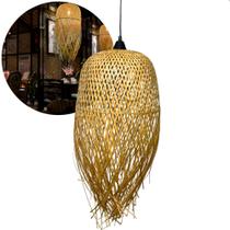 Pendente Luminaria Madeira Rustico Bambu Natural Sofisticado Taiti 35CM