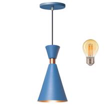 Pendente Luminária Mini Pequim Azul 24cm + Led G45