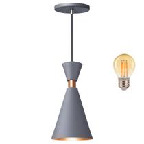 Pendente Luminária Mini Pequim Cinza 24cm + Led G45