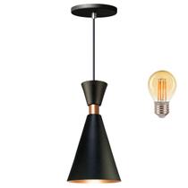 Pendente Luminária Mini Pequim Preto 24cm + Led G45