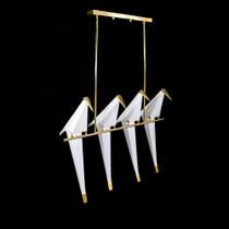 Pendente Luminaria Passaros Cristal Puleiro Metal Dourado Luxuoso
