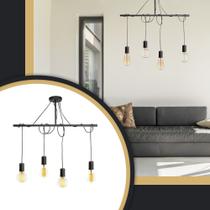 Pendente Luminaria Teto Sala Jantar Mesa Moderna Tears Linear Preto Fosco Taschibra