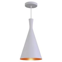 Pendente Luminária Tom Dixon Funil Canadá Branco Textura C/ Cobre - Rei da Iluminação Pendente Luminária Tom Dixon Funil Canadá Branco Textura C/ Cobre - Rei da Iluminação
