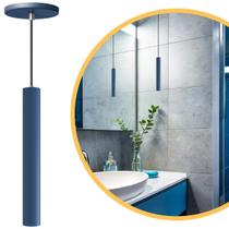Pendente Luminária Tubo Azul 30 Cm