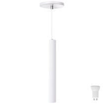 Pendente Luminária Tubo Branco 30 Cm + Lâmpada LED Branco Frio