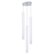 Pendente Luminária Tubo Branco 40 Cm Triplo + Led Branco Frio