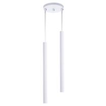 Pendente Luminária Tubo Branco 50 Cm - Duplo + Lâmpada LED Branco Quente