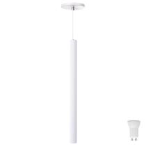 Pendente Luminária Tubo Branco 50 Cm + Lâmpada LED Branco Quente
