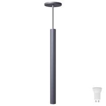 Pendente Luminária Tubo Cinza 50 Cm + Lâmpada LED Branco Quente Pendente Luminária Tubo Cinza 50 Cm + Lâmpada LED Branco Quente