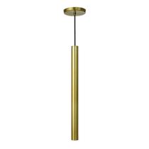 Pendente Luminária Tubo Dourado 50 Cm + Lâmpada LED Branco Frio