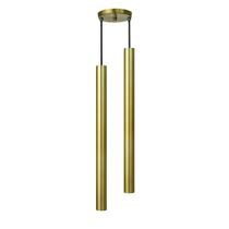 Pendente Luminária Tubo Dourado Escovado 50 Cm - Duplo