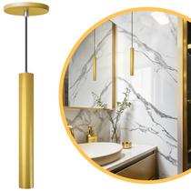 Pendente Luminária Tubo Dourado Fosco 30 Cm