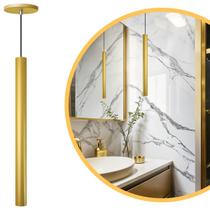 Pendente Luminária Tubo Dourado Fosco 50 Cm