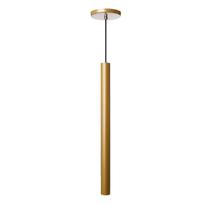 Pendente Luminária Tubo Dourado Fosco 50 Cm + Lâmpada LED Branco Frio