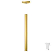Pendente Luminária Tubo Dourado Fosco 50 Cm + Lâmpada LED Branco Quente Pendente Luminária Tubo Dourado Fosco 50 Cm + Lâmpada LED Branco Quente