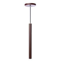 Pendente Luminária Tubo Marrom 30 Cm + Led Branco Neutro