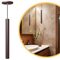 Pendente Luminária Tubo Marrom 40 Cm
