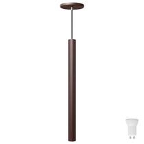 Pendente Luminária Tubo Marrom 50 Cm + Lâmpada LED Branco Frio