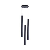 Pendente Luminária Tubo Preto 40 Cm Triplo + Led Branco Neutro