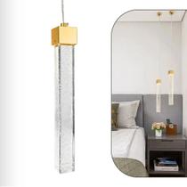 Pendente Lustre Cristal Dourado 9w Bivolt 110/220 Alumínio Vidro Moderno Decorativo Teto Luxo Ajustá