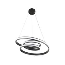 Pendente Lustre Curvas Moderno Led 3000K 55W Preto Ace56