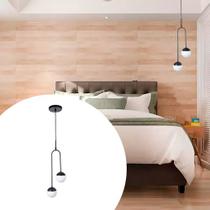 Pendente lustre de teto Curvado Alumínio com 2 Vidros Globos bivolt - PRETO