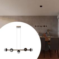 Pendente Lustre de Teto Elegance Jabuticaba Com Fio 1,5 metro Bivolt Alumínio Com 5 Globos Vidro - BRONZETRANSP