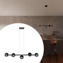 Pendente Lustre de Teto Elegance Jabuticaba Com Fio 1,5 metro Com 5 Globos Vidro PRETOFUME