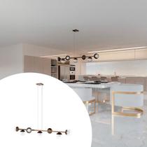 Pendente Lustre de teto Jabuticaba 7 Globos Vidro Transparente + Lâmpadas - Cor Bronze