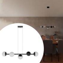 Pendente lustre de Teto Jabuticaba Com 5 Globos Vidro Fosco Alumínio Bivolt