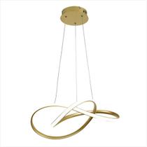 Pendente Lustre Dourado Moderno Led Infinito Design Curvas - NOBRE LUZ