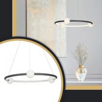 Pendente Lustre Luminaria Arco com Globos 40W 4000K Preto Moderno Nitrolux