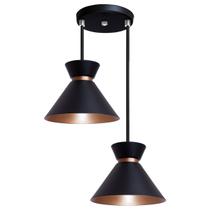 Pendente Lustre Luminária Berlim 15cm Preto Duplo