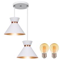 Pendente Lustre Luminária Berlin 15cm Branco Duplo + Lâmpada Led Retrô Vintage Pendente Lustre Luminária Berlin 15cm Branco Duplo + Lâmpada Led Retrô Vintage
