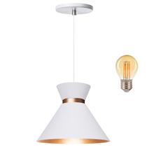 Pendente Lustre Luminária Berlin 15cm Branco + Led Retrô Vintage Moderno Pendente Lustre Luminária Berlin 15cm Branco + Led Retrô Vintage Moderno