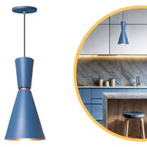 Pendente Lustre Luminária Cone Moscou 39cm Azul