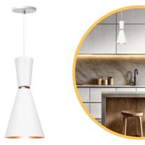 Pendente Lustre Luminária Cone Moscou 39cm Branco Pendente Lustre Luminária Cone Moscou 39cm Branco