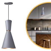 Pendente Lustre Luminária Cone Moscou 39cm Cinza Pendente Lustre Luminária Cone Moscou 39cm Cinza