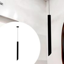 Pendente Lustre Luminaria De Teto modelo Tubo Cilindro Preto 50cm 3w Bivolt