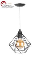 Pendente Lustre Luminária Industrial Diamante Aramado Preto Pendente Lustre Luminária Industrial Diamante Aramado Preto