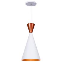Pendente Lustre Luminária Londres Branco Topo Cobre