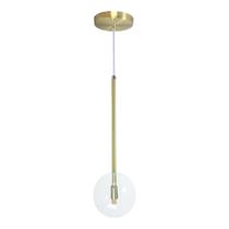 Pendente Lustre Luminária Lux Globo Cristal Vidro Dourado + Led